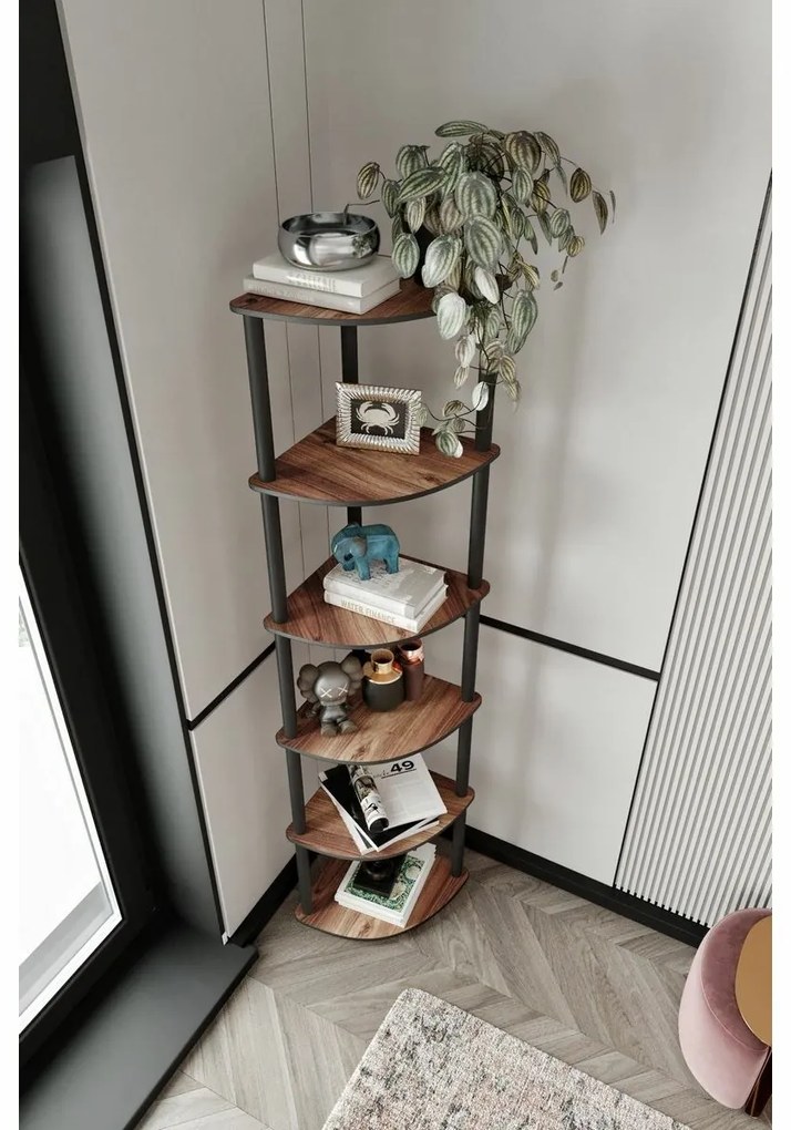 Regał Corner Walnut, 6 półek, M