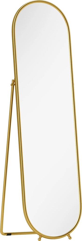 HOMCOM Lustro całopostaciowe, owalny kształt, wolnostojące, rama metalowa, 50x180 cm, złote | Aosom PL