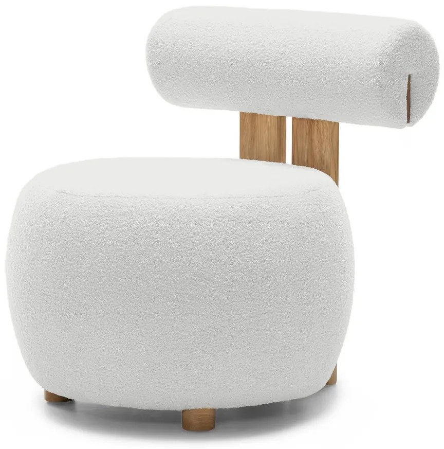 Biały designerski fotel HANNA, dąb