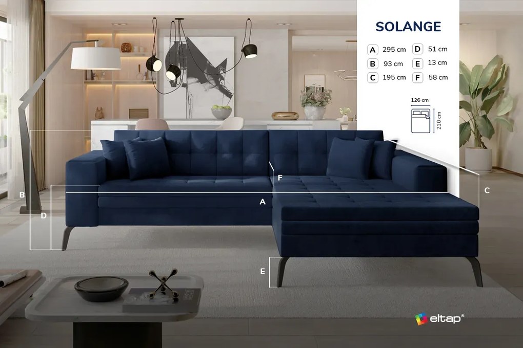 Narożnik z funkcją spania SOLANGE VELVET zielony lewy ELTAP