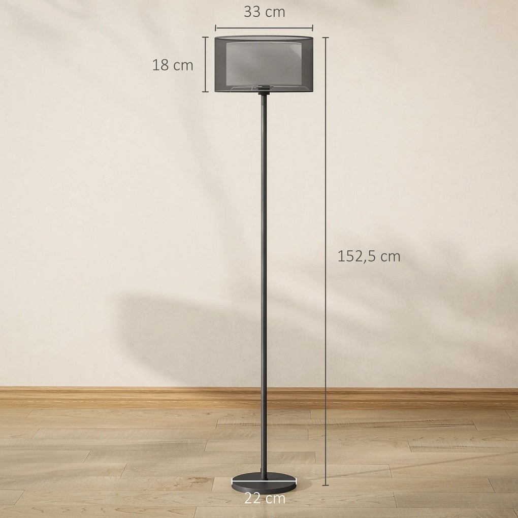 Lampa Stojąca HOMCOM z Dwukolorowym Abażurem, Metal, Czarno-Biały, z Przełącznikiem Nożnym