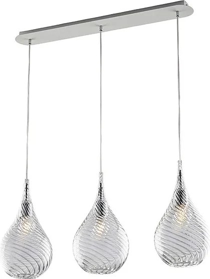 Szyna żelazna Pluvia z przezroczystym szkłem pyrexowym, 3 światła, dł. 75 x 10, BL264-BIN3-TR