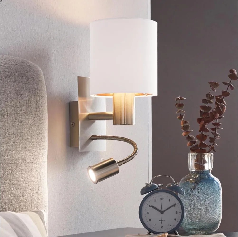 Eglo 96484 - Elastyczna lampa LED PASTERI 1xE27/40W+LED/3,8W biała