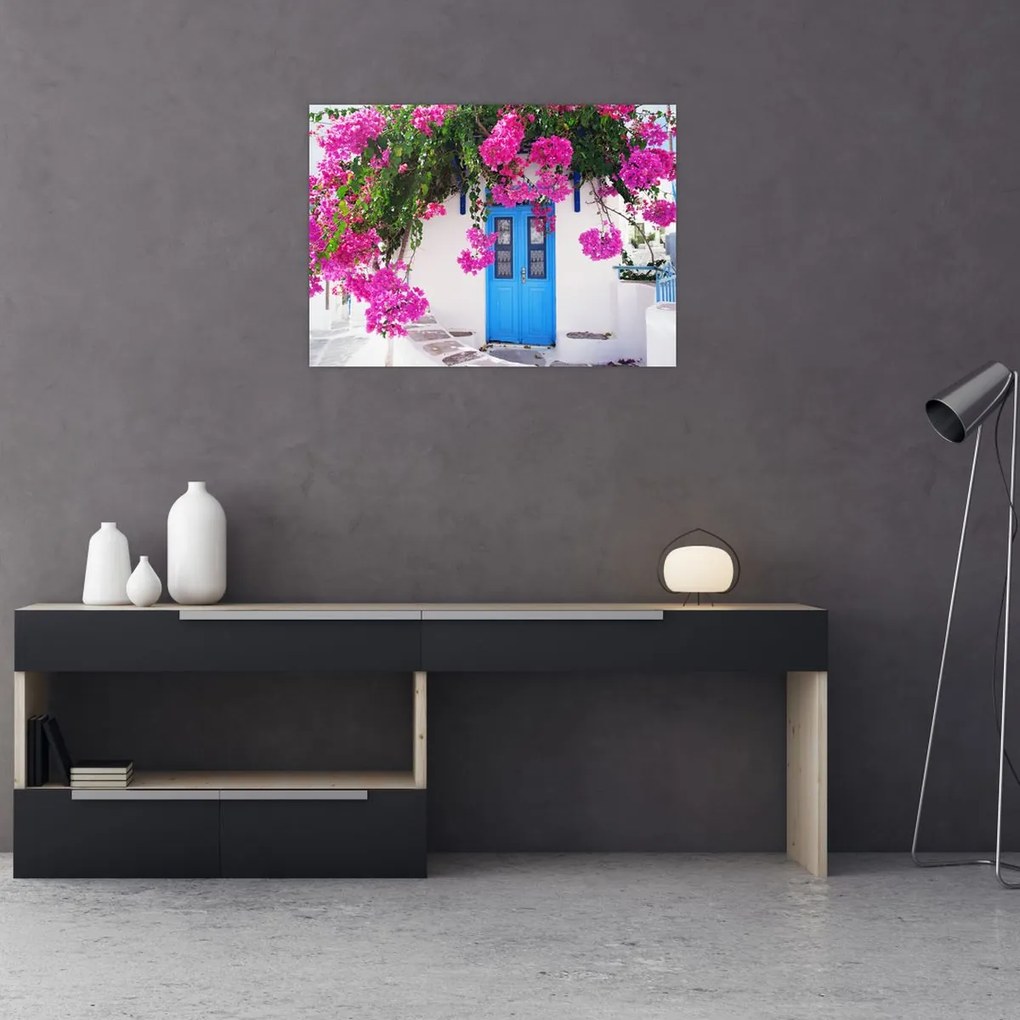 Obraz na szkle - Tradycyjny grecki dom (70x50 cm)