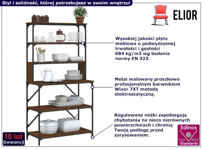 Regał z metalowym stelażem brązowy dąb - Hugero