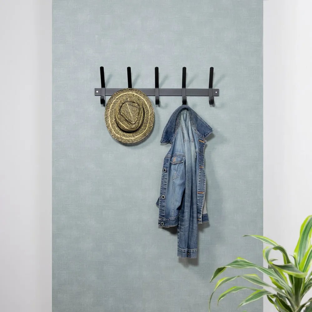 Czarny metalowy wieszak ścienny 70 cm Dexter – Spinder Design