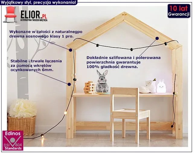 Drewniane biurko dziecięce domek G9-M45