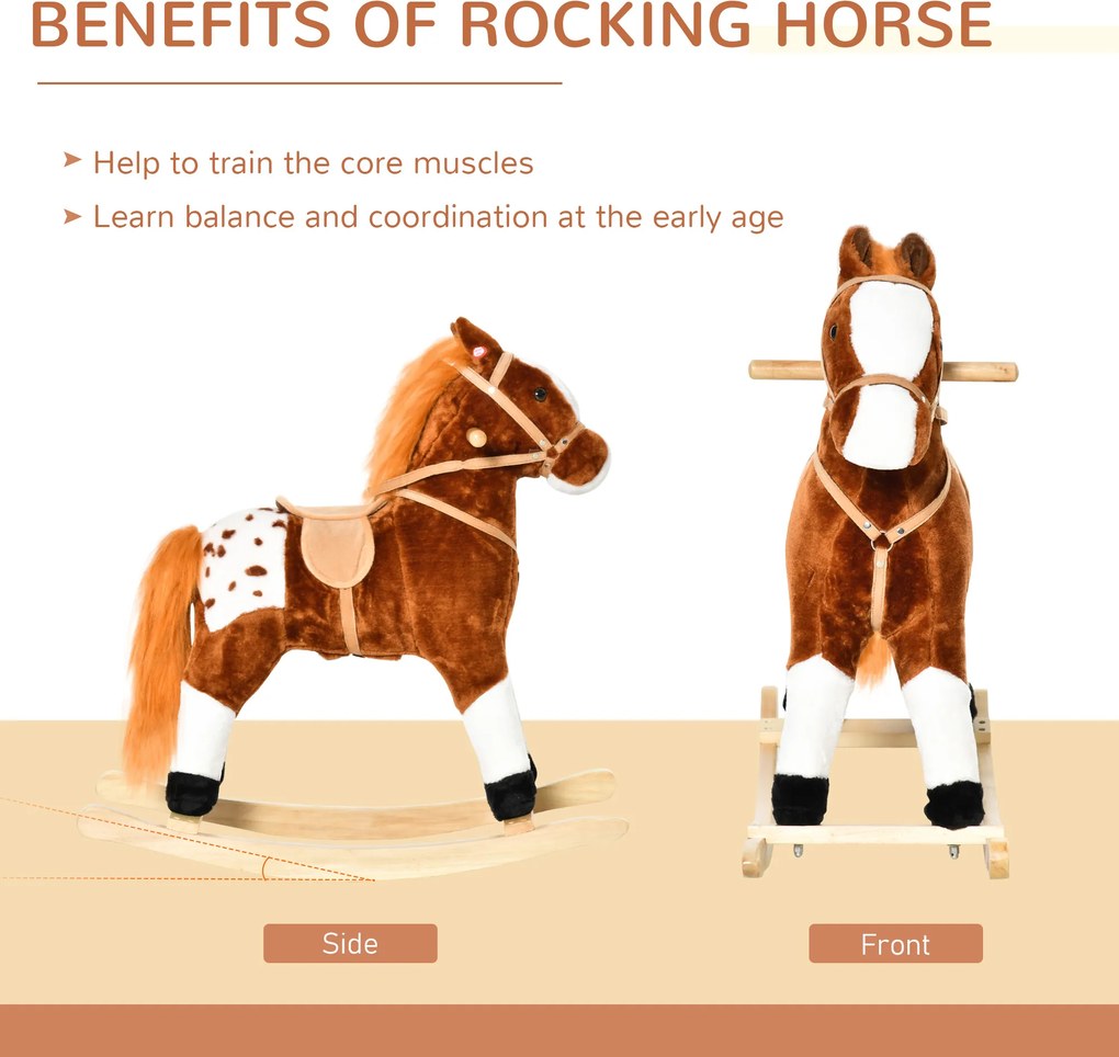 HOMCOM konik na biegunach dla dzieci konik na biegunach bujak rżący różowy