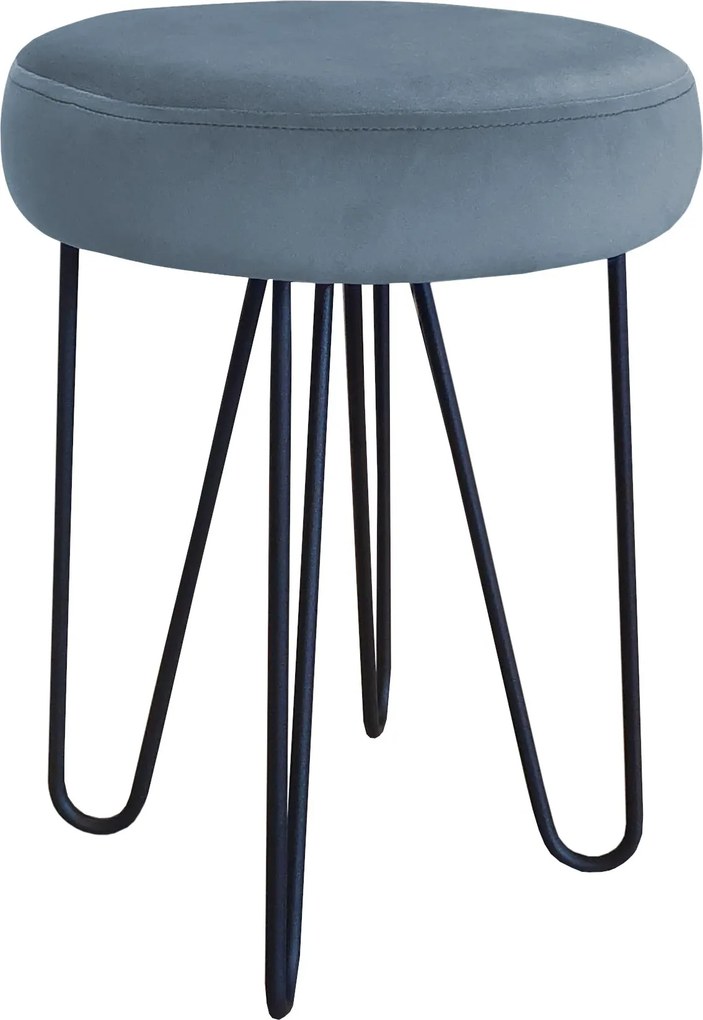 Taboret Venus tkanina Welur stelaż metalowy STOŁEK LOFT : Kolor Stelaża - Czarny , Kolor tkaniny - VELVET - BL06, Typ tkaniny - Velvet