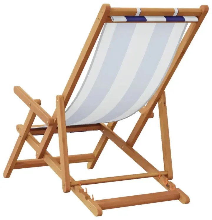 Leżak plażowy z poduszką w biało-niebieskie paski L1-M71