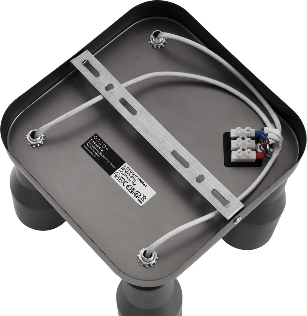 Kwadratowy plafon sufitowy GU10 50 mm, 4-punktowy, kolor ciemnoszary - Stanley