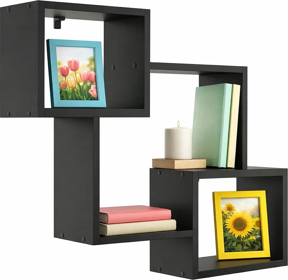 Czarna nowoczesna półka na ścianę T6-N81