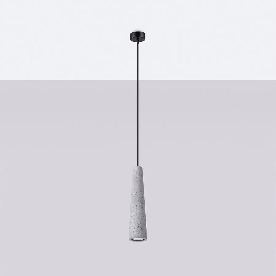 Lampy wiszące industrialny Zyntria, beton - 1 źródło światła 4000K - L.8 x H.125 cm - szary