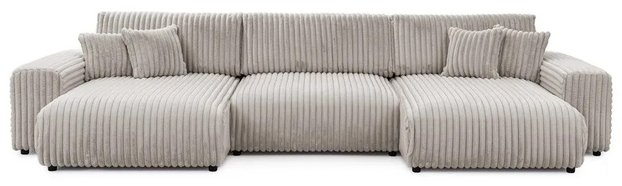 Jasnoszary sztruksowy rozkładany/ze schowkiem narożnik (w kształcie litery U) Sarina – Ropez