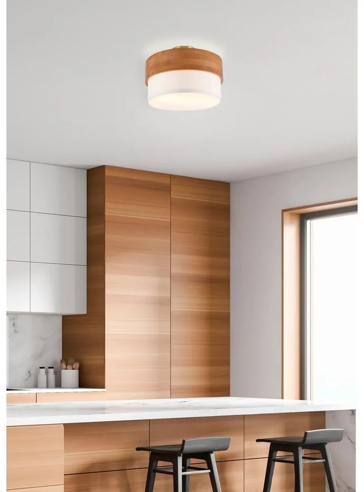 Biało-naturalna lampa sufitowa z tekstylnym kloszem Seasons – Trio
