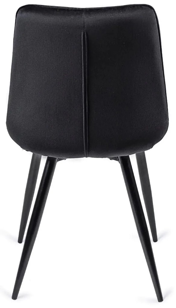 Zestaw Stół Okrągły LINO 100 cm Dąb Złoty/Czarny i 4 Krzesła Tapicerowane do Jadalni RIO Czarne Welurowe Nowoczesne Loft