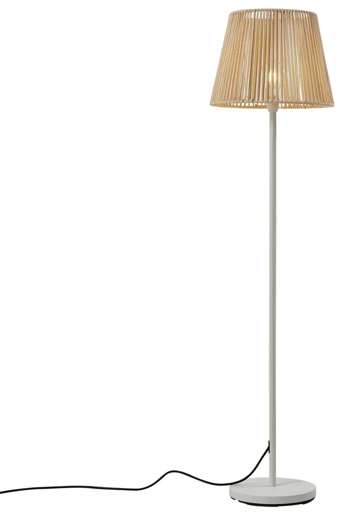 Zewnetrzna Zewnętrzna lampa podłogowa biała z beżowym abażurem ze sznura IP44 - Virginia JaylaJapandi Oswietlenie zewnetrzne