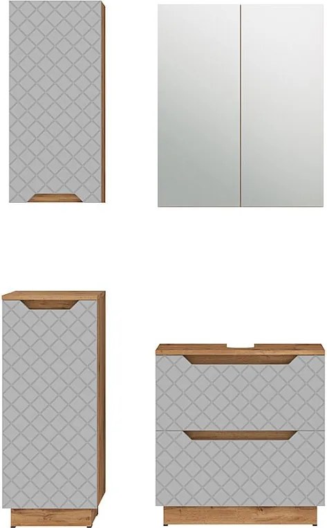 Zestaw mebli łazienkowych dąb/szary ze strukturą płytek 59.8x32x62.5 lotta