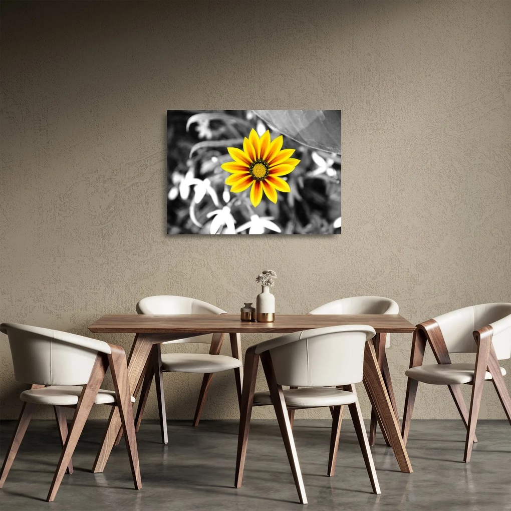 Obraz na szkle - żółty kwiat (70x50 cm)