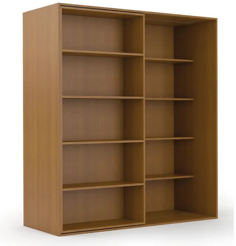 Dwurzędowa biblioteka przesuwna DOUBLE, 1800 x 700 x 2000 mm, czereśnia