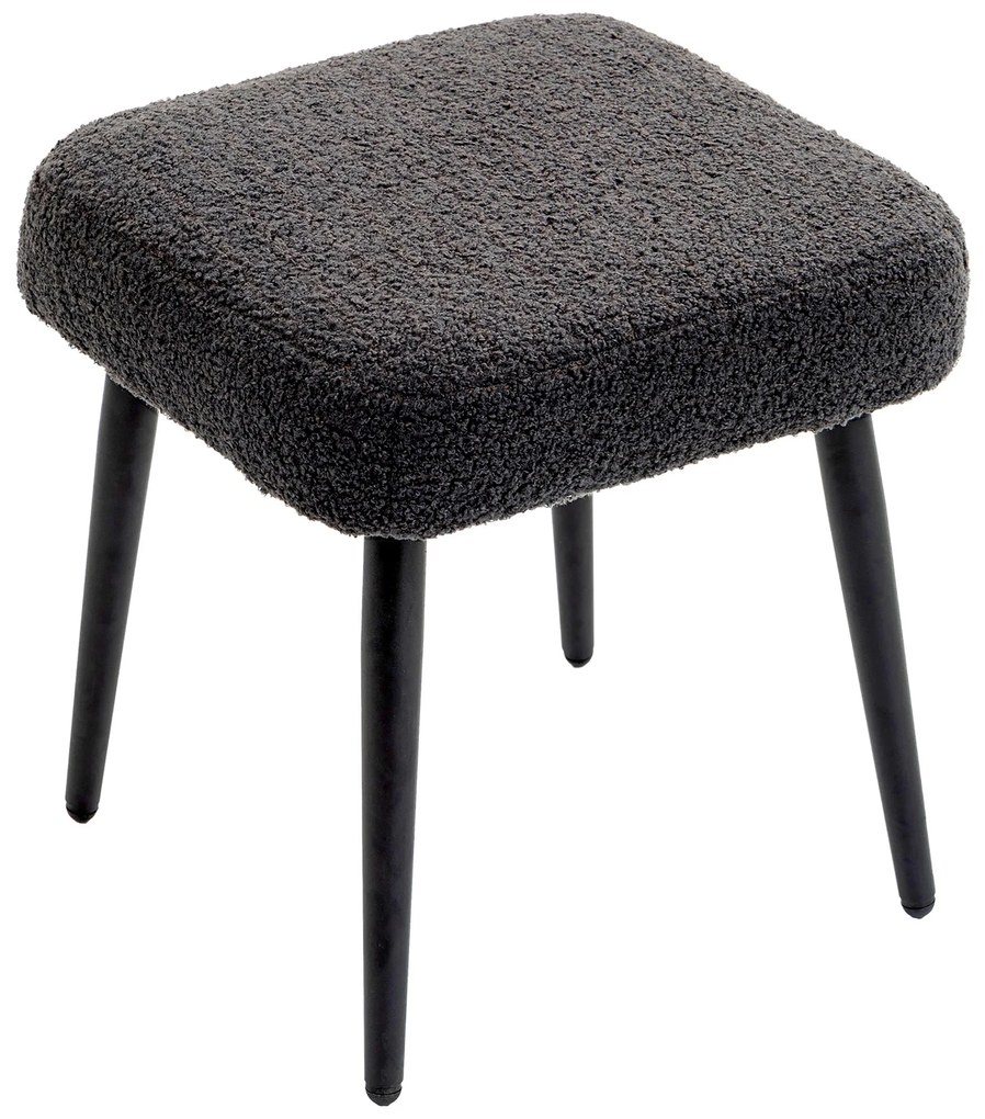 HOMCOM Taboret z Podnóżkiem, Tapicerowany Siedziskiem, Wygląd Kaszmiru, Stalowe Nogi, 42 x 42 x 47 cm, Ciemnoszary