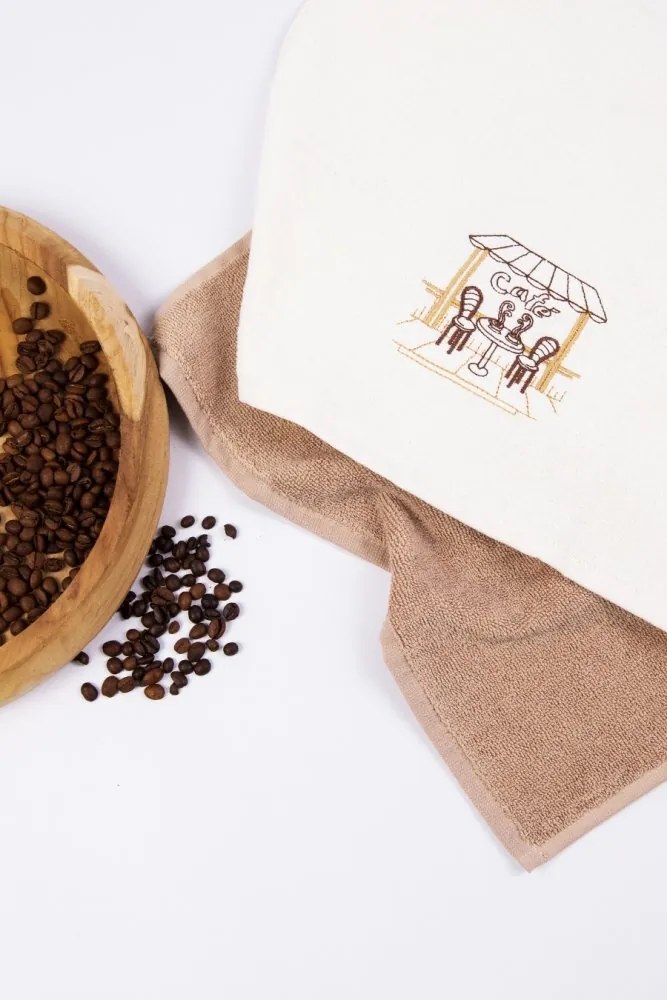 Ręczniki kuchenne CAFE, 2 szt Kremowy / Mustard Zestaw (2szt., 40x60 cm)