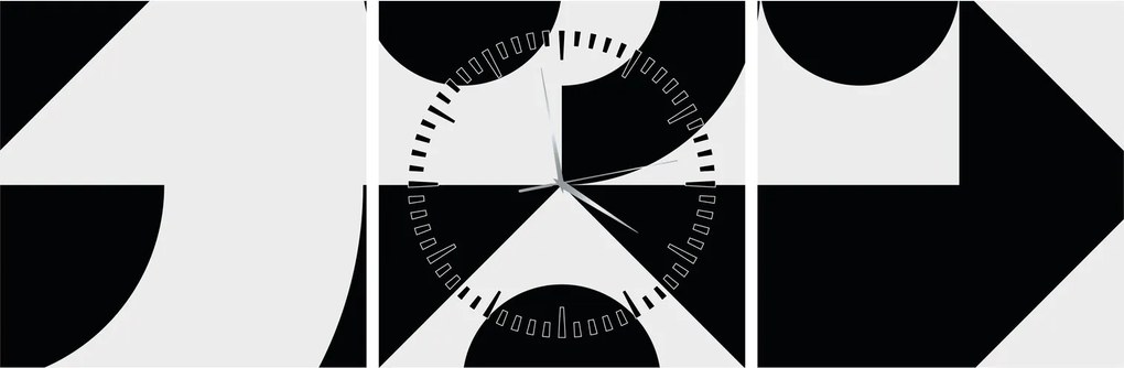 Obraz - Abstrakcja geometryczna N⁰1 (z zegarem) (90x30 cm)