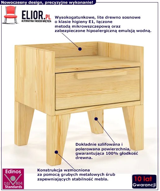 Drewniana szafka nocna z szufladą Felicia 4X - 4 kolory