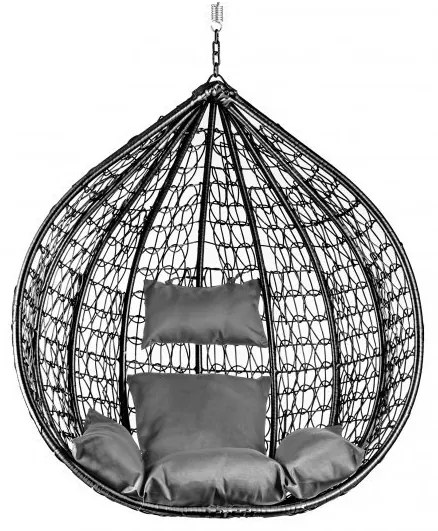 PROMOCJA Czarne krzesło wiszące KOKON bez stojaka II gatunek