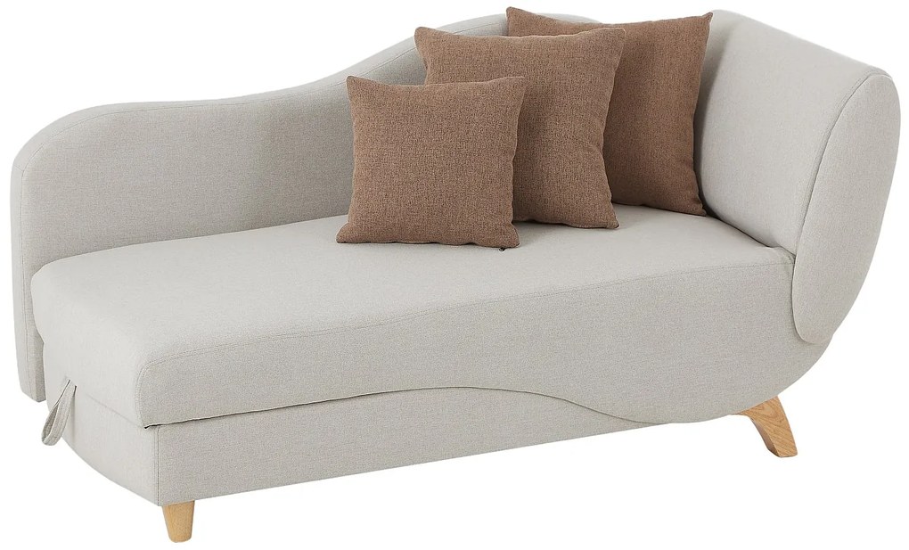 Szezlong lewostronny rozkładany z beżowej tkaniny ze schowkiem na pościel PENELOPE