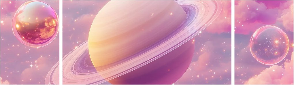 Obraz - Różowa planeta (170x50 cm)
