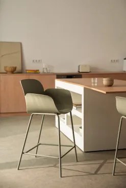 Pack 4 Wysokich Stołków Z Polipropylenu I Stali Lynette Bamboo Green & ↑65 Cm - Sklum