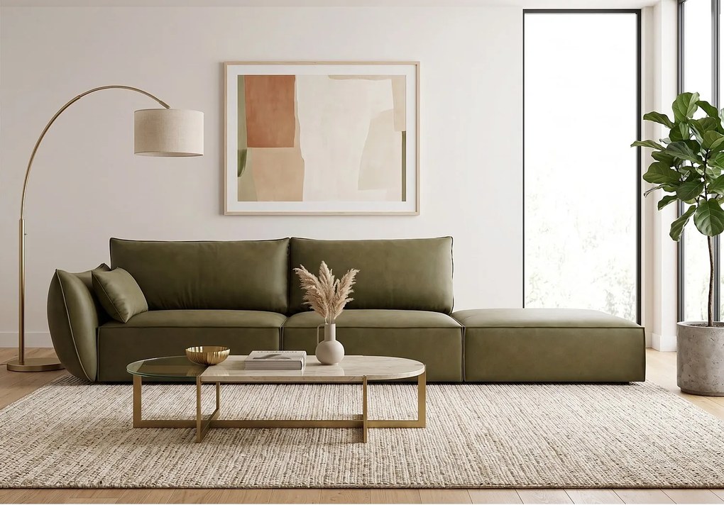 Szezlong prawy Cookie 264 x 110 cm Manila 34 zielony