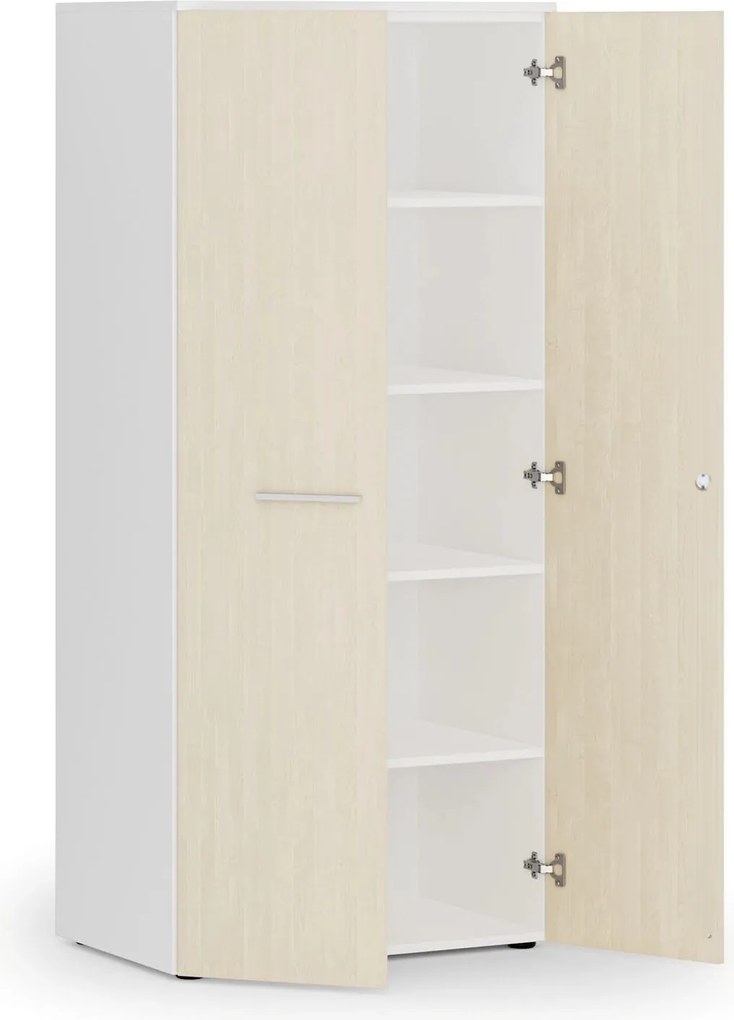 Szafa biurowa z drzwiami PRIMO WHITE, 800 x 500 x 1781 mm, biały/brzoza