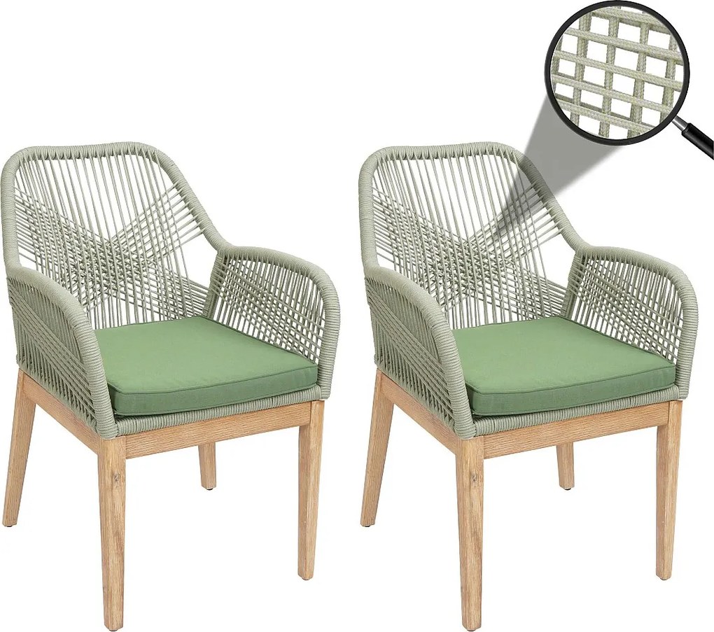 Krzesło ogrodowe MCW-H56b (zestaw 2 sztuk),  zielony poduszki zielony