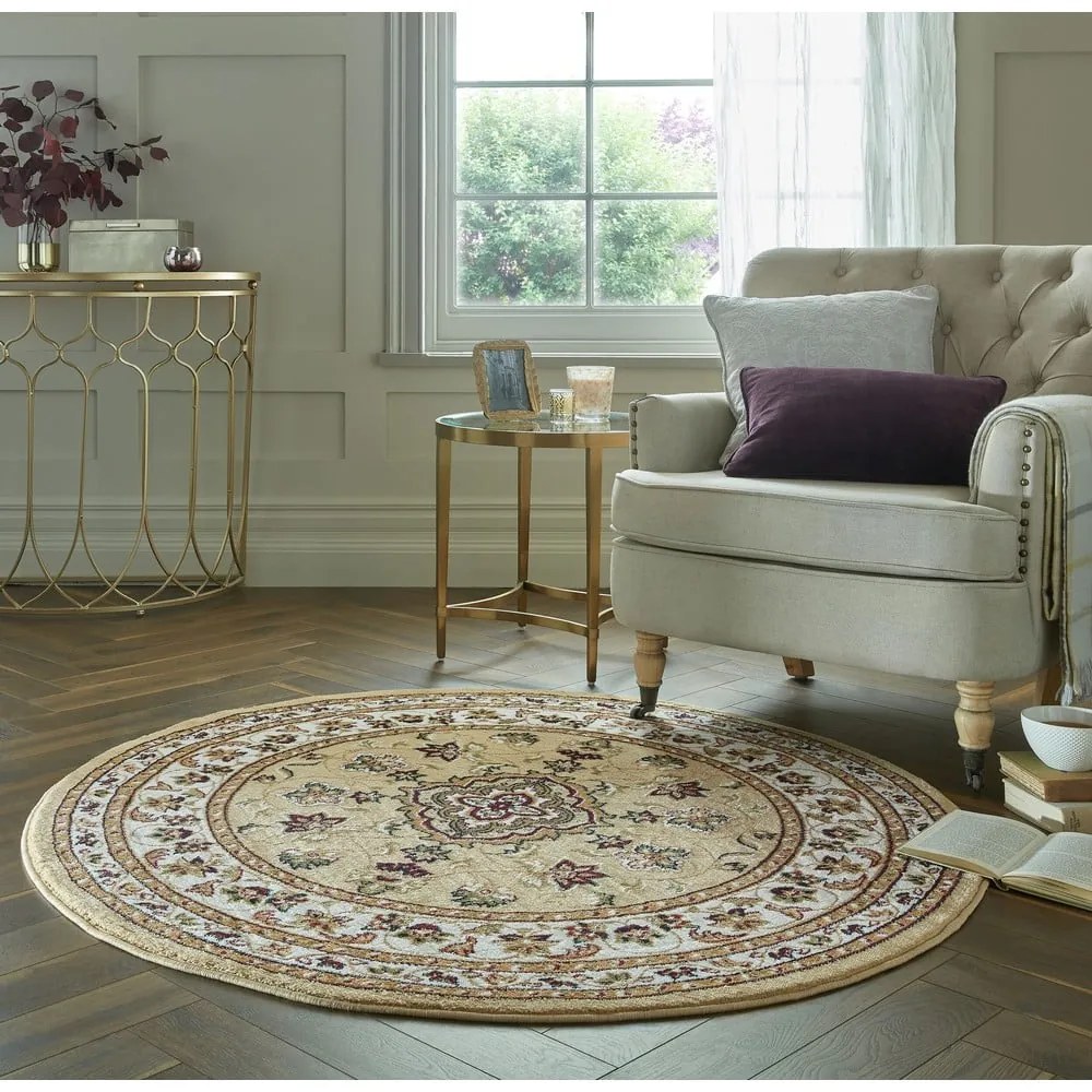 Beżowy okrągły dywan ø 133 cm Sherbone – Flair Rugs