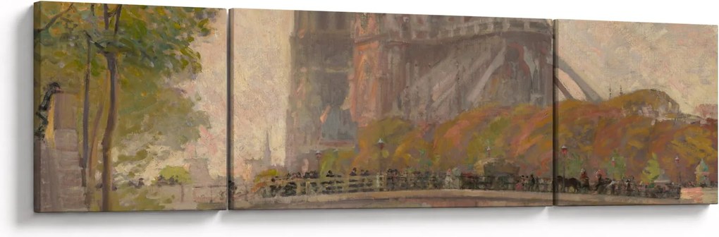 Obraz - Robert William Vonnoh, Notre Dame de Paris, reprodukcje (170x50 cm)