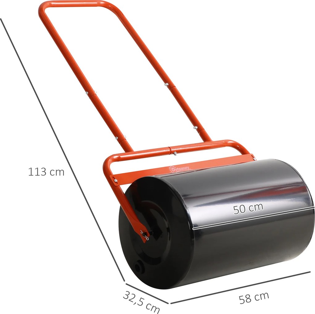 Outsunny Praktyczny Wał Ogrodowy, Ręczna Rolka do Traw, Wał do Trawy, Wałek Ogrodowy, Elastyczny, ze Stali, 58Dł x 32,5S x 113W cm, Czerwony