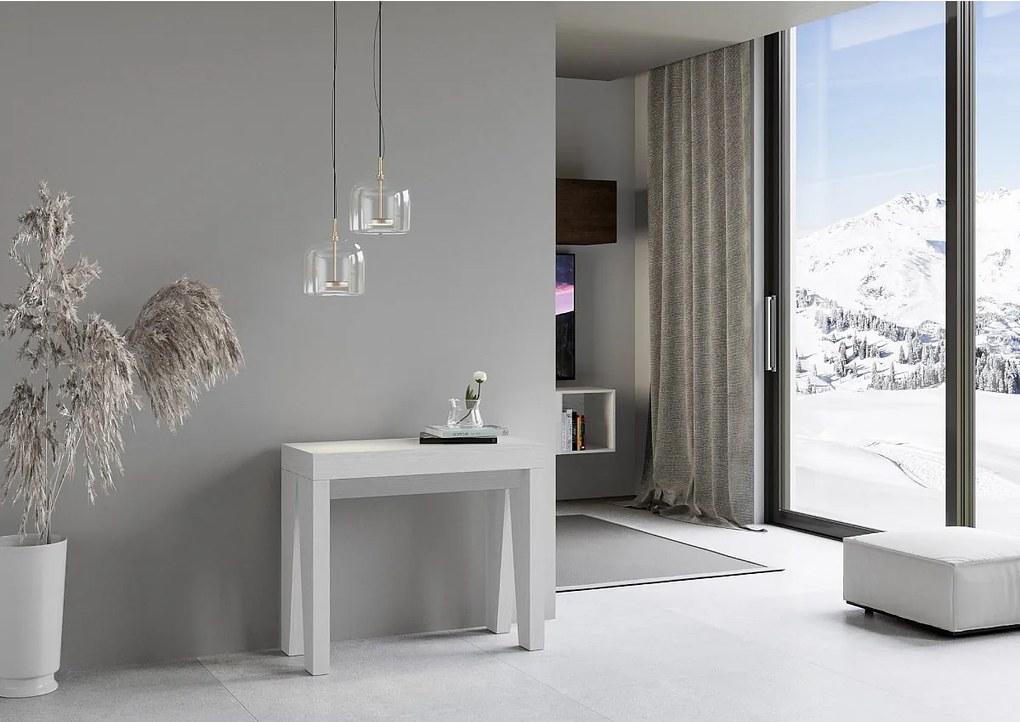 Konsola rozkładana 90x40/196 cm Naxy Small Frassino biała