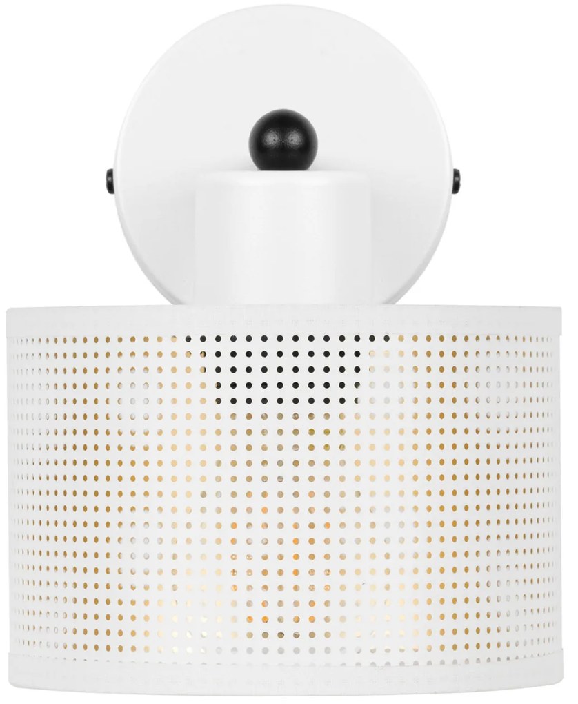 Biały kinkiet jednopunktowy z białym abażurem WD-BE-1010WE-WE