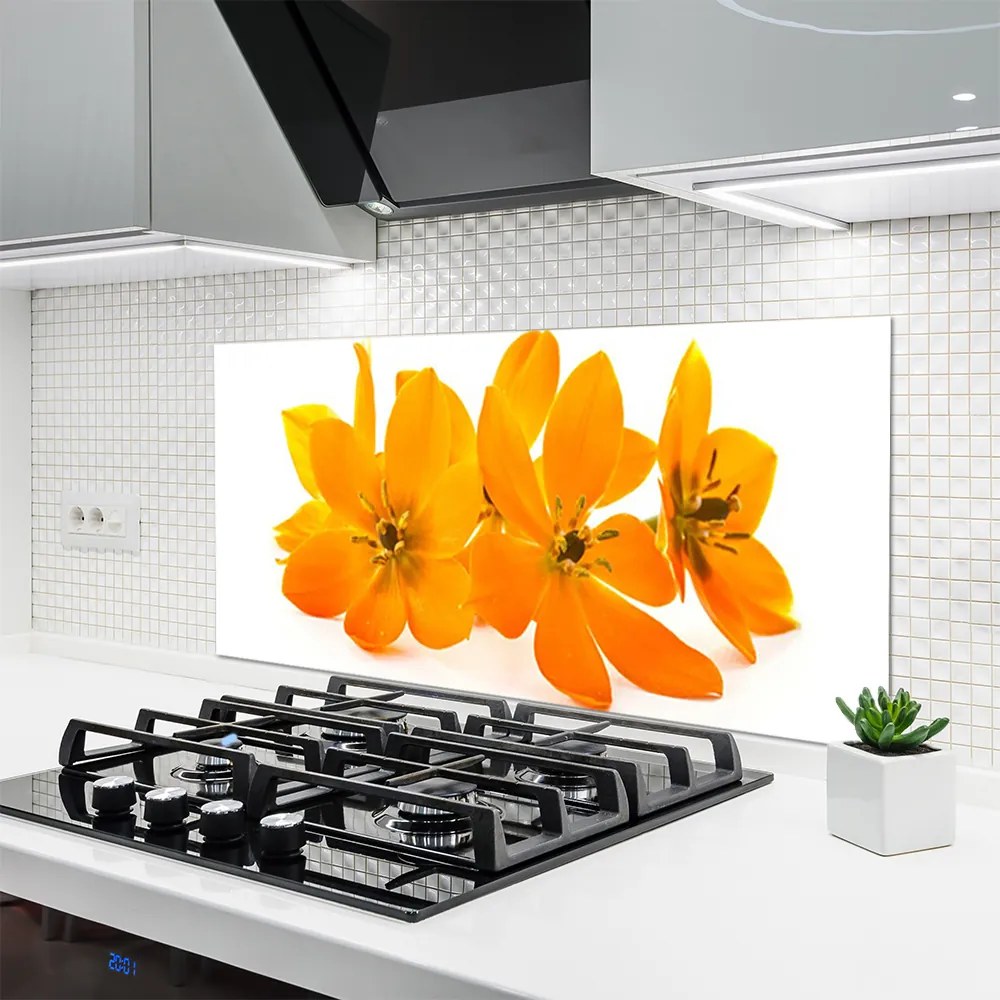 Panel Szklany do Kuchni Pomarańczowa Kompozycja Botaniczna