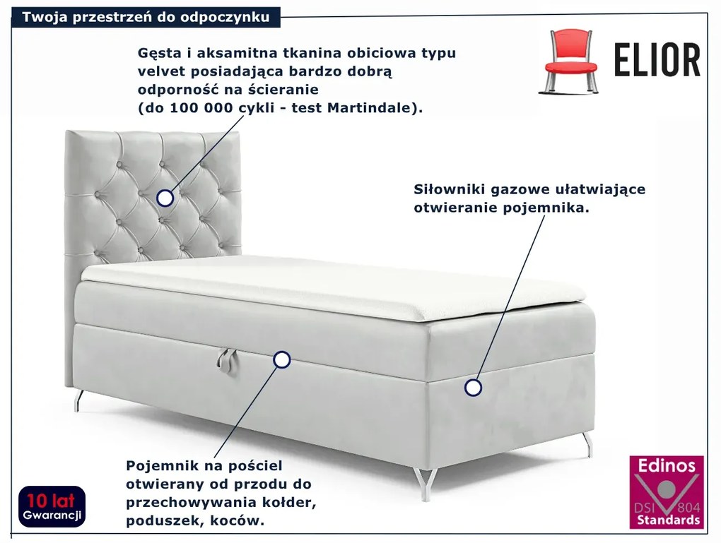 Jasnoszare łóżko z pikowanym zagłówkiem 3 rozmiary Z8-D01