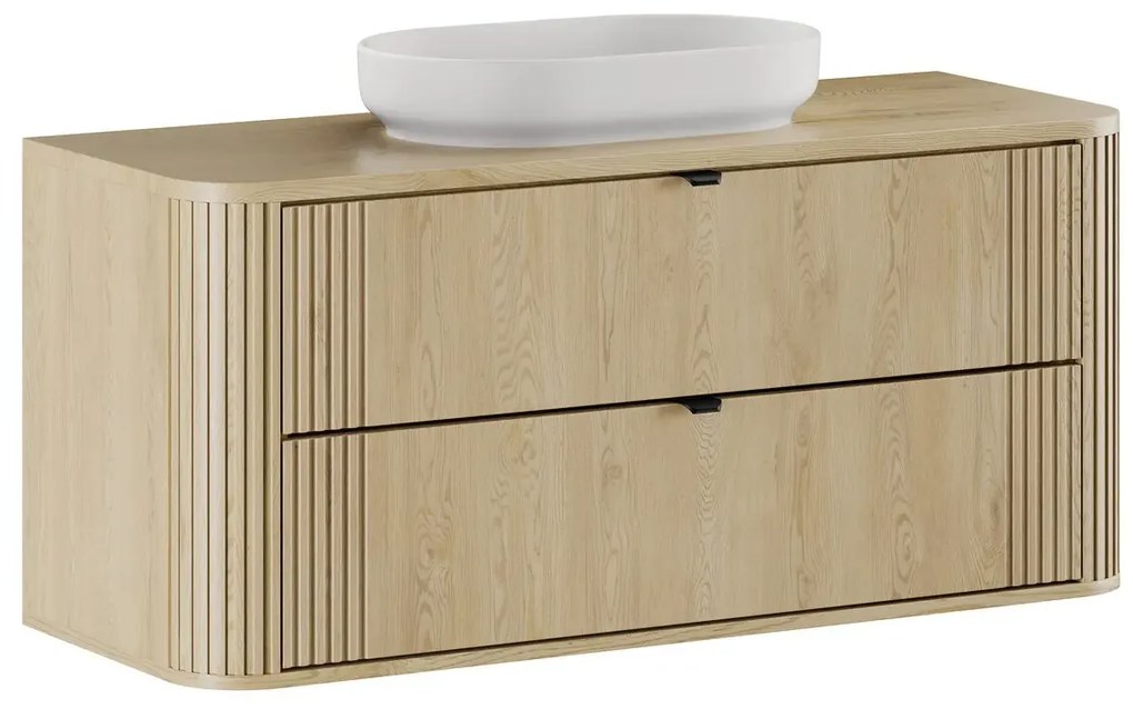 Szafka pod umywalkę OVALIA CREMONA 2S 120cm dąb cremona z umywalką nablatową RIVER COMAD