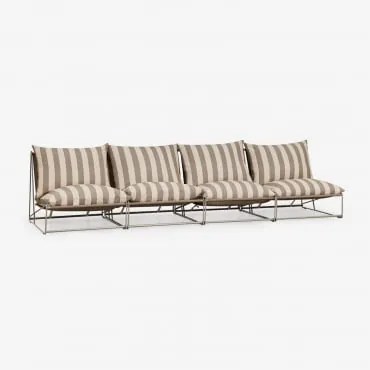 Amaro 4-częściowa Modułowa Sofa Ogrodowa Kremowa Tapioca - Mokka Brąz - Sklum