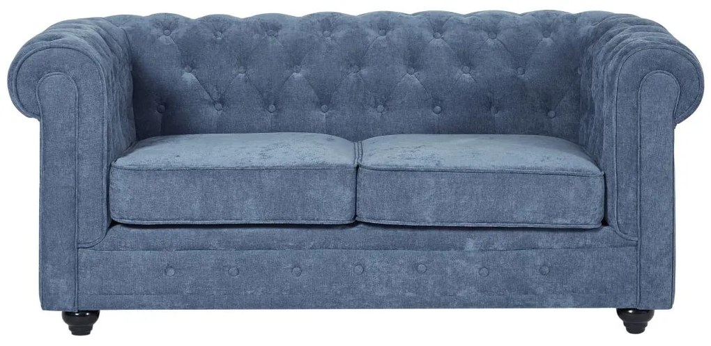 Kanapa 2-osobowa z niebieskiej tkaniny CHESTERFIELD