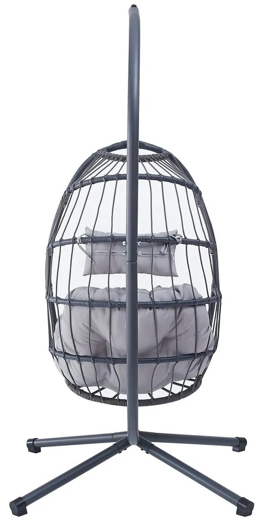 Fotel wiszący Autronic, metal, polirattan, szary,AZ-V 1269GREY