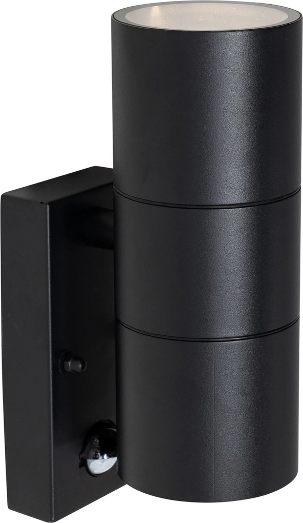 Kinkiet zewnętrzny czarny 2-punktowy AR70 z czujnikiem ruchu - Duo