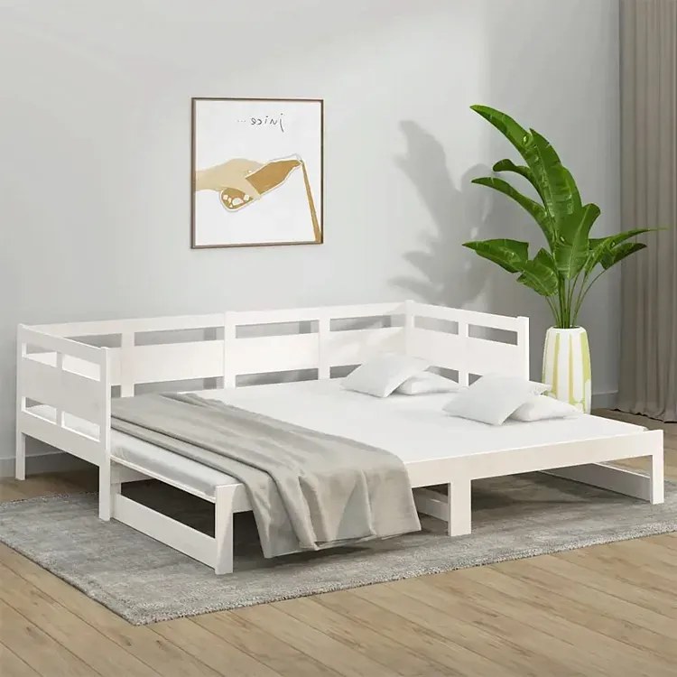 Białe sosnowe łóżko rozsuwane 2x(90x200) cm - Givefi 4X