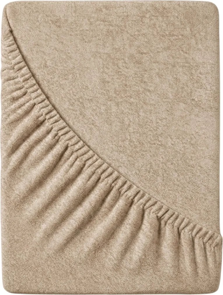 PrzytulneMieszkanie.pl Prześcieradło frotte EXCLUSIVE beżowe 140x200 cm