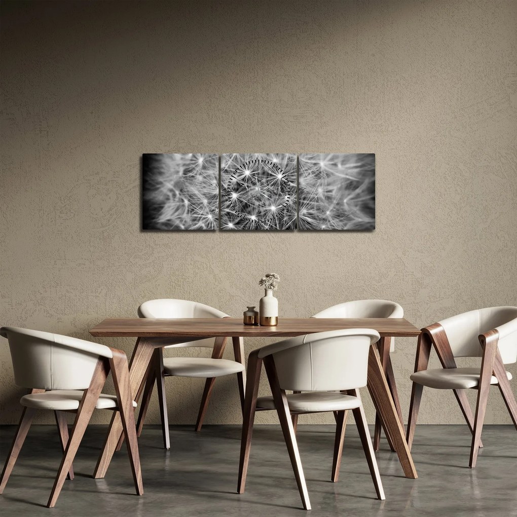 Obraz szarego dmuchawca (z zegarem) (90x30 cm)